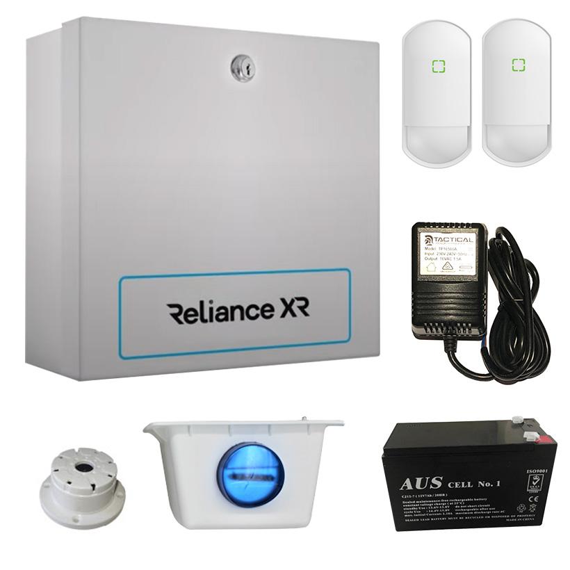 Reliance XR Kit With Hybrid Control Panel (NXX-4-W-AU), 2 x Optex (FLX-S-ST-BKT), Standard Siren With Top Hat Screamer (SC-03), Plug Pack (PP16-1.5) And Battery (BATT12-7) **NO KEYPAD**