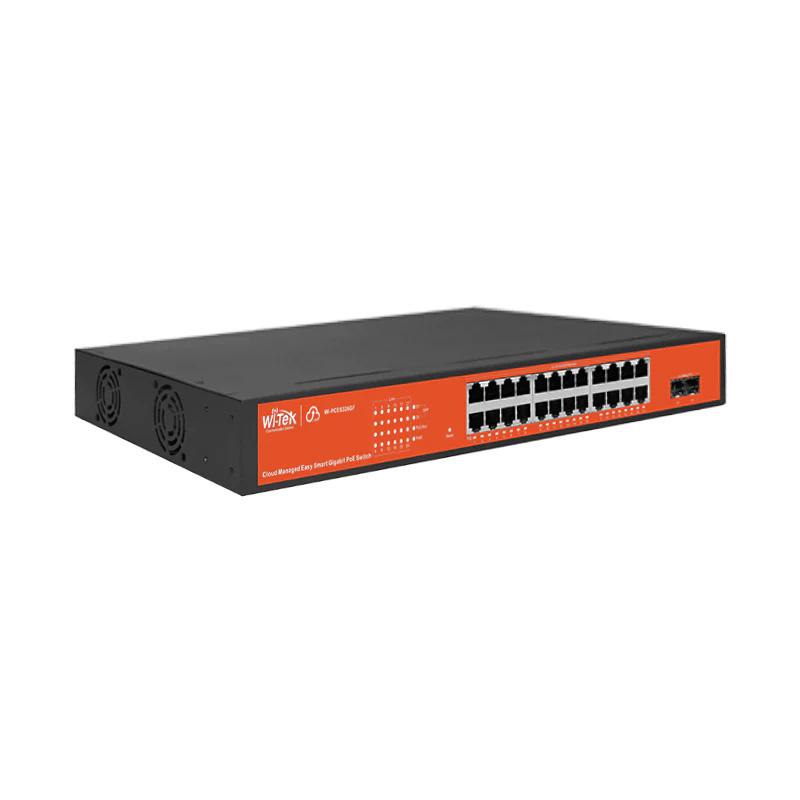 Wi-Tek 26-Port Gigabit Cloud Managed POE Switch, 24 x POE, 2 x SFP, 370W, Max 30W Per Port, Rack Mount