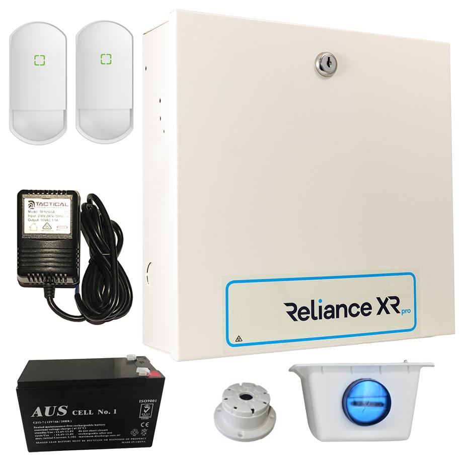 Reliance XR Pro Kit With Control Panel (NXX-8-WZ-AU), 2 x Optex (FLX-S-ST-BKT), Standard Siren With Top Hat Screamer (SC-03), Plug Pack (PP16-1.5) And Battery (BATT12-7) **NO KEYPAD**
