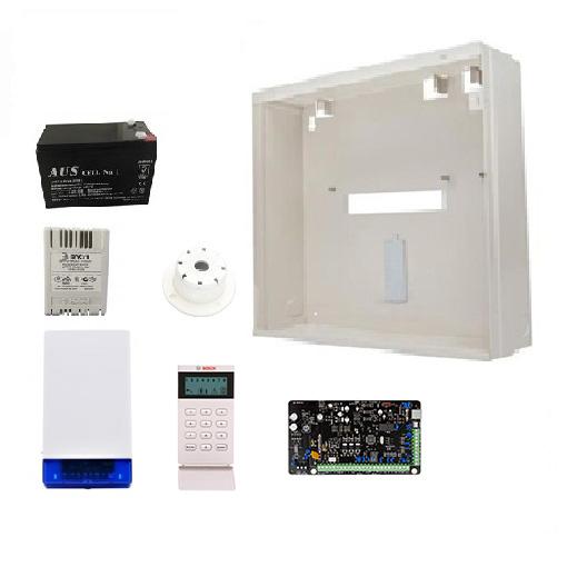 Bosch Solution 3000 Starter Kit With Control Panel (ICP-SOL3-P), Enclosure (MW250), Plug Pack (PP18-1.33), Battery (BATT12-7), Combo Siren (WP16), Top Hat Screamer (WP08), 16 Zone Icon Keypad (IUI-SOL-ICON) **NO DETECTORS OR PHONE LEAD**