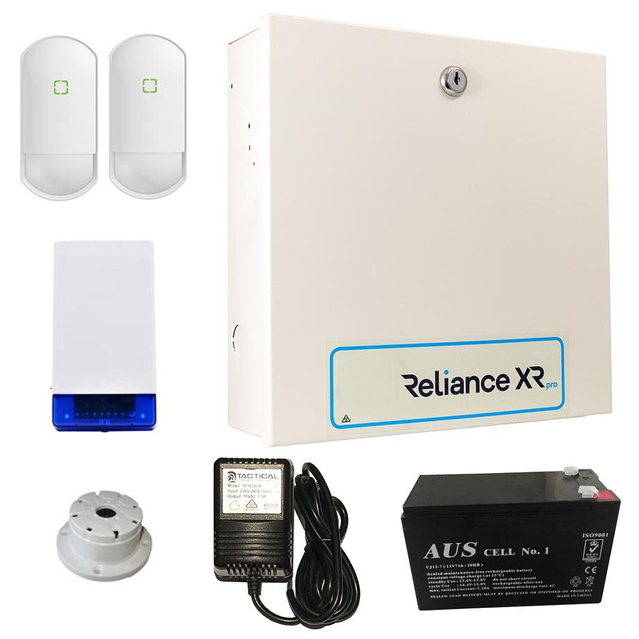Reliance XR Pro Kit With Control Panel (NXX-8-WZ-AU), 2 x Optex (FLX-S-ST-BKT), Combo Siren (WP16), Top Hat Screamer (WP08), Plug Pack (PP16-1.5) And Battery (BATT12-7) **NO KEYPAD**