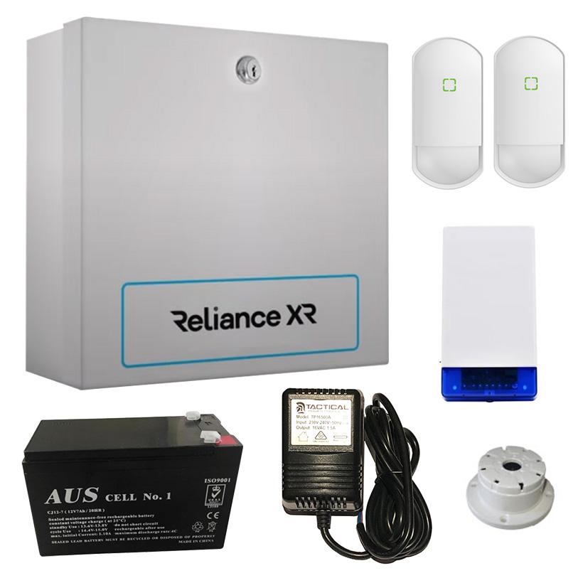 Reliance XR Kit With Hybrid Control Panel (NXX-4-W-AU), 2 x Optex (FLX-S-ST-BKT), Combo Siren (WP16), Top Hat Screamer (WP08), Plug Pack (PP16-1.5) And Battery (BATT12-7) **NO KEYPAD**