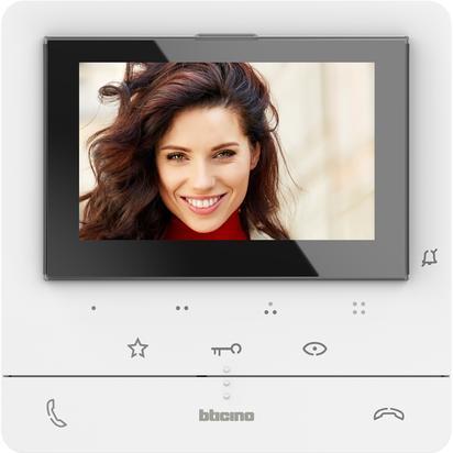 Bticino 2W 5" Video Handsfree Classe 100 Internal Unit With Inductive Loop (100X16E), 2 Buttons For Main Video Door Entry Functions, 3 Touch Buttons For Control Of The Main Functions, 4 Configurable Touch Buttons, With Wall Bracket, Optional Table Support