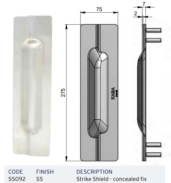 Kaba Blocker Plate / Strike Shield, 127mm Backset Cylindrical / Key-In-Lever, Concealed Fixing