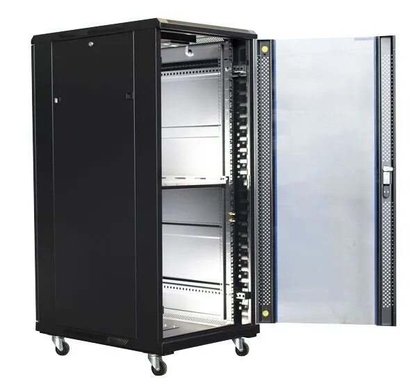 Certech 27RU 600 (W) x 1000 (D) Premier Series Server Rack With 1 x Fixed Shelf, 4 x Fans, 1 x 6 Outlet Horizontal PDU, 25 x Cage Nuts, 4 x Castor Wheels & 4 x Levelling Feet