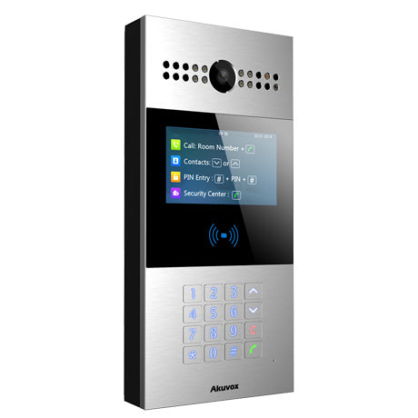 Akuvox IP External Station With Keypad, 4.3" LCD, MiFare / NFC Reader, Mobile App, 2MP, Aluminium Panel, IP65, POE / 12VDC, Surface Mount  (Flush Mount: R27A-FLM / Surface Mount Raincover: R27A-SRC)