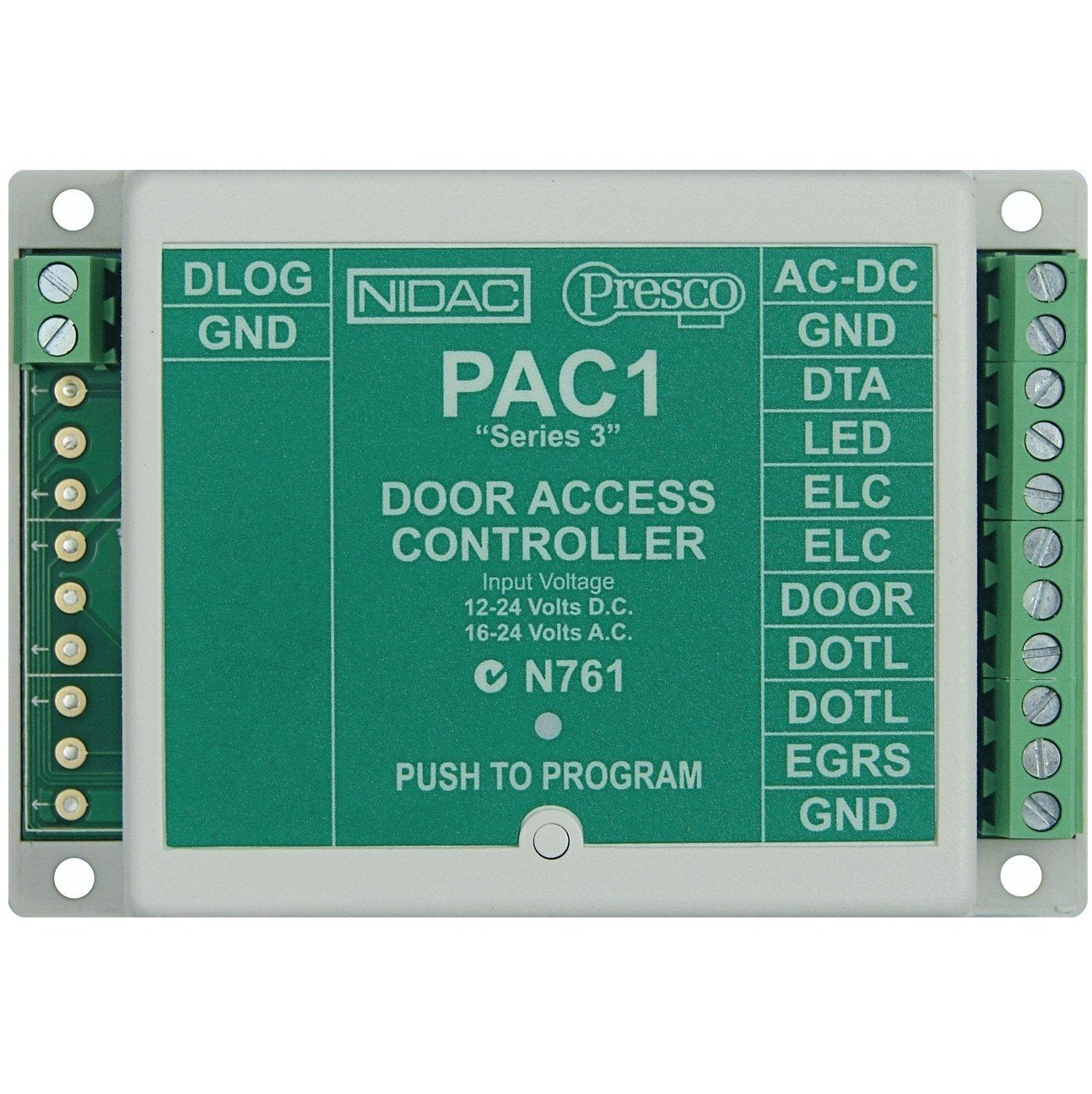 **CLEARANCE** Nidac* Single Door Controller, 600 Users, Programmable Via Keypad Or Using PC With PEL1 / PIM