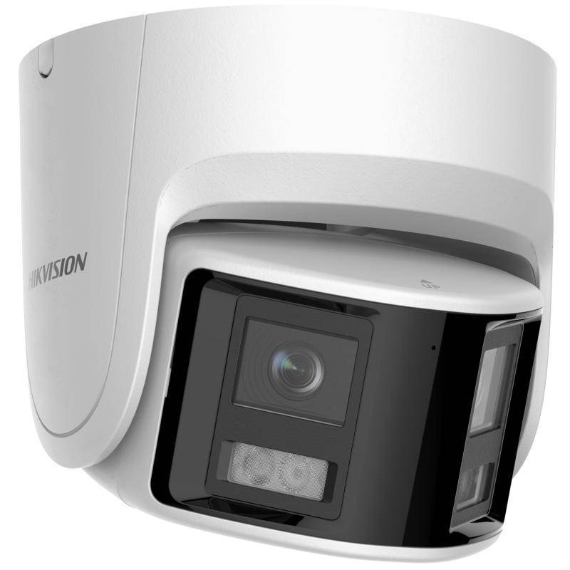 Hikvision 6MP IP Pro Series 180 Degree Wide Angle Panoramic Turret Camera, ColorVu, AcuSense, Perimeter, 2.8mm, 130dB WDR, 30m White Light, POE / 12VDC, IP67, MicroSD, Built-in Mic / Speaker / White Alarm Light (Wall Mount: DS-1273ZJ-140)