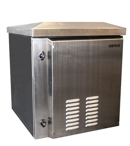 Certech 6RU 400mm Deep Stainless Steel Outdoor Wall Mount Cabinet With Front Lock, IP65 Rated