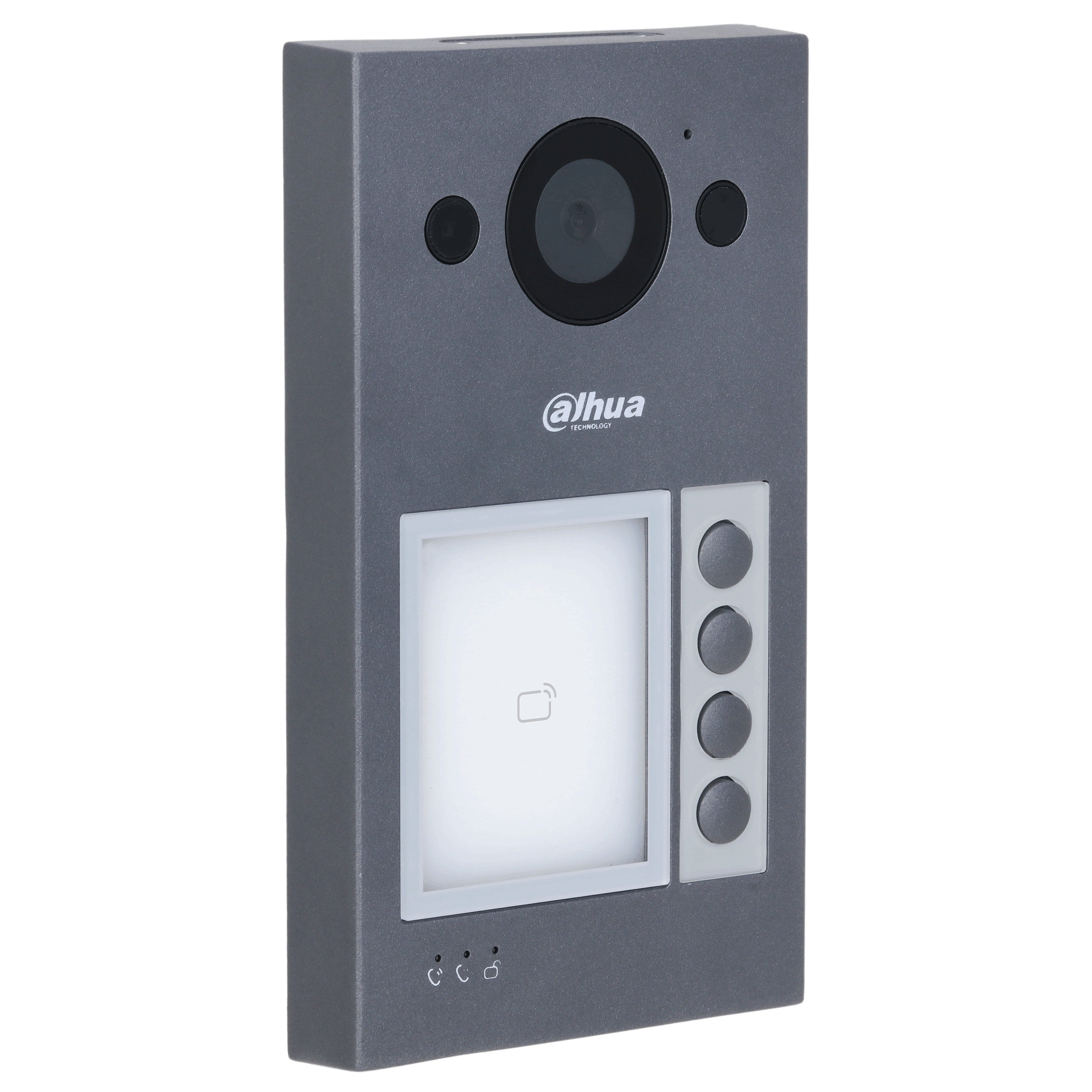 Dahua IP WiFi Villa 4-Button External Station, 2MP, With MiFare Reader, Mobile App, IK08, IP65, POE / 12VDC, Surface Mount, Video & Audio Messaging, Aluminium Panel