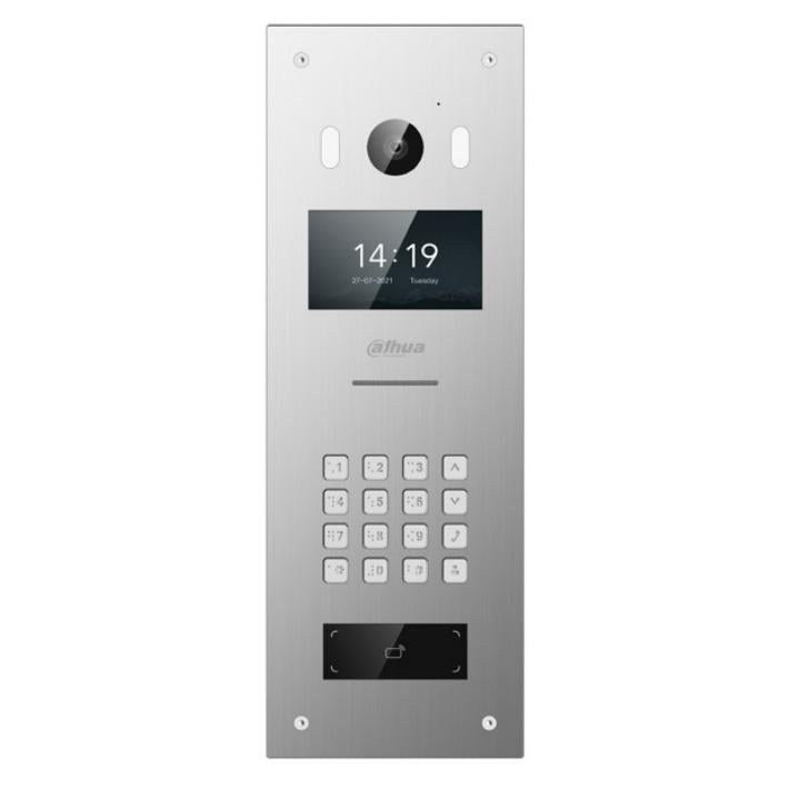 Dahua IP External Station, 2MP CMOS Camera, 4.3" Screen, Stainless Steel Panel, Integrated Password / Mifare Card Reader, IK08, IP65, 12VDC (**REQUIRES EITHER - Surface Plate: VTM57R, Flush Plate: VTOB103)