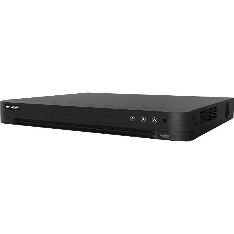 Hikvision 4 Channel Pro Series Turbo AcuSense DVR, H.265+, HDCVI / AHD / TVI / CVBS / IP Inputs, Max 8CH IP Up To 8MP, 96MB, 1x HDMI / 1x VGA, 2 x HDD, 1x Gigabit NIC, 1RU, 12VDC Power Input