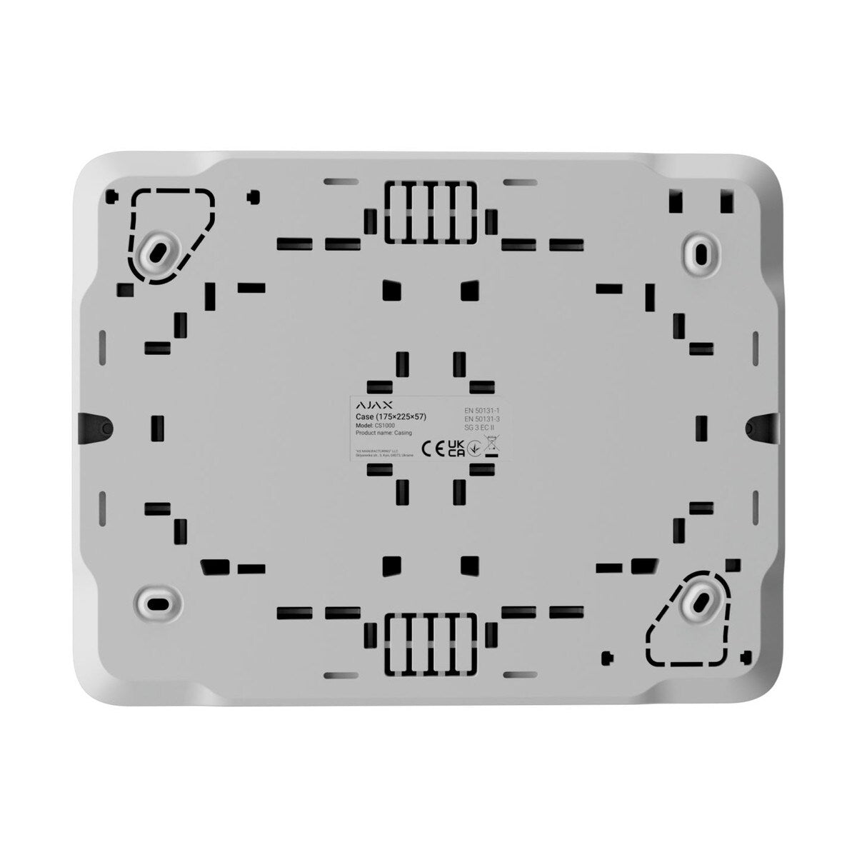 Ajax Case B (175) with dimensions of 175 × 225 × 57 mm has 2 slots for Superior LineProtect Fibra, Superior LineSplit Fibra, Superior MultiTransmitter IO (4X4) Fibra, or Superior MultiRelay Fibra