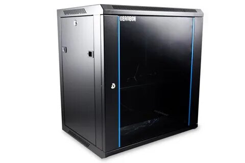 Certech 12RU 450mm Deep Wall Mount Cabinet With 1 x Fixed Shelf, 2 x Fans and 10 x Cage Nuts