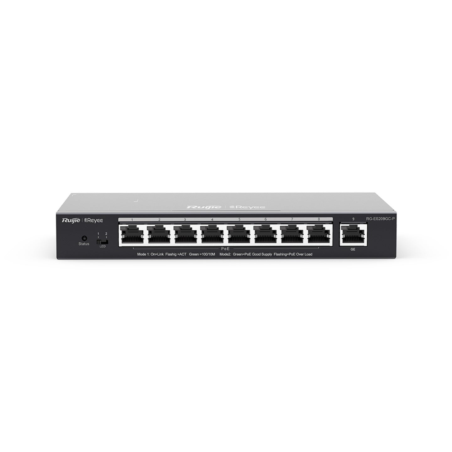 Ruijie Reyee 9-Port Gigabit Cloud Managed POE Switch, 8 x POE+, 120W, Desktop / Wall Mount