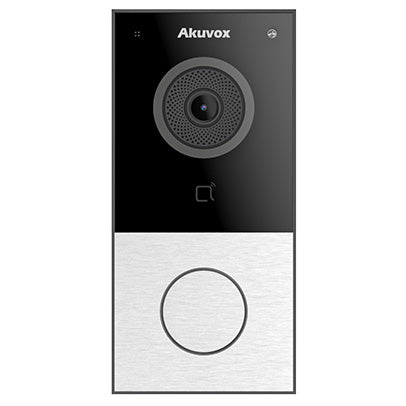 Akuvox IP 1-Button WiFi Compact External Station With MiFare / NFC / Bluetooth Reader, Mobile App, 2MP, IP65, POE / 12VDC, Surface Mount (Surface Mount Rain Cover: E12S-SRC)