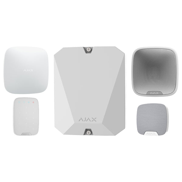 Ajax Hub 2 Take Over Kit WHITE - 1 x Hub 2 Dual SIM 4G / Ethernet - 1 x MultiTransmitter - 1 x HomeSiren - 1 x StreetSiren - 1 x KeyPad