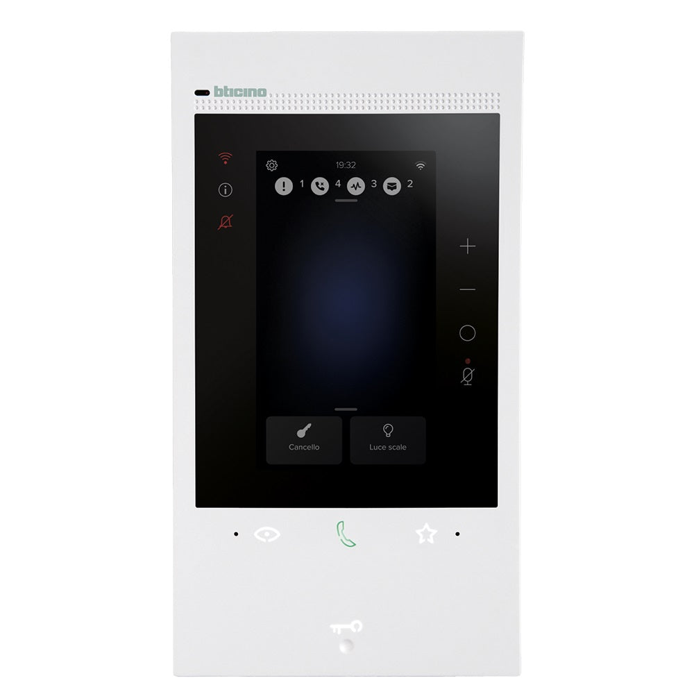 Bticino 2W 5" Vertical WiFi Video Handsfree Classe 300EOS Internal Unit With Integrated Amazon Alexa Voice Assistant, Inductive Loop, Touch Screen LCD Display, Video Door Entry Answering Machine Light Finish