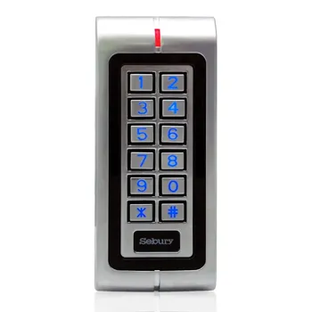 Sebury W1A Slimline Standalone Access Control Keypad, 2x6 Backlit Metal Keys, 125kHz EM Proximity Reader, PIN/Card Access, 1200 Users, 2x Relay Outputs, Vandal Resistant, 12-24VDC/12-18VAC, IP65