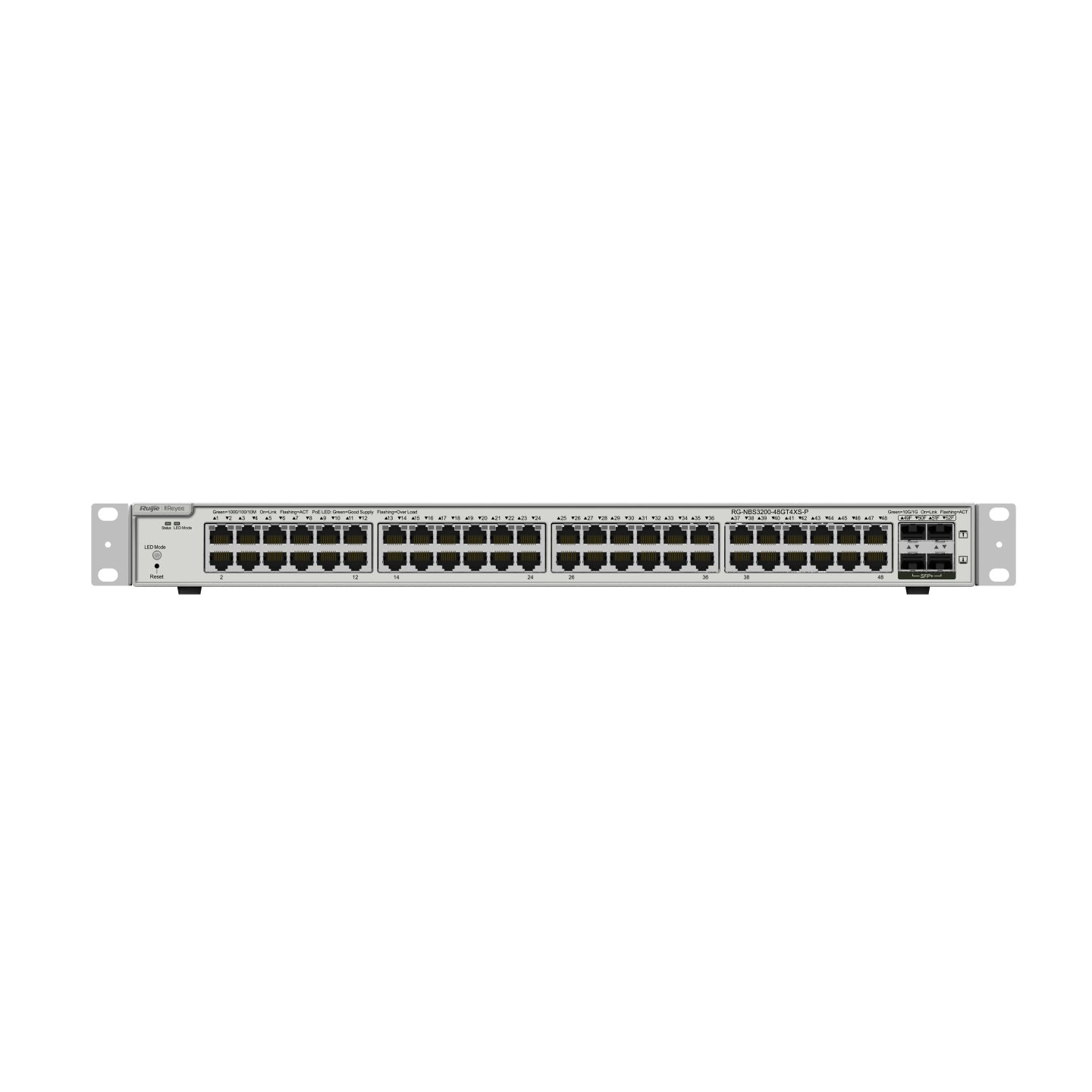 Ruijie Reyee 52-Port Gigabit Cloud Managed POE Switch, 48 x Gigabit POE+, 4 x SFP+, 370W, Rack Mount