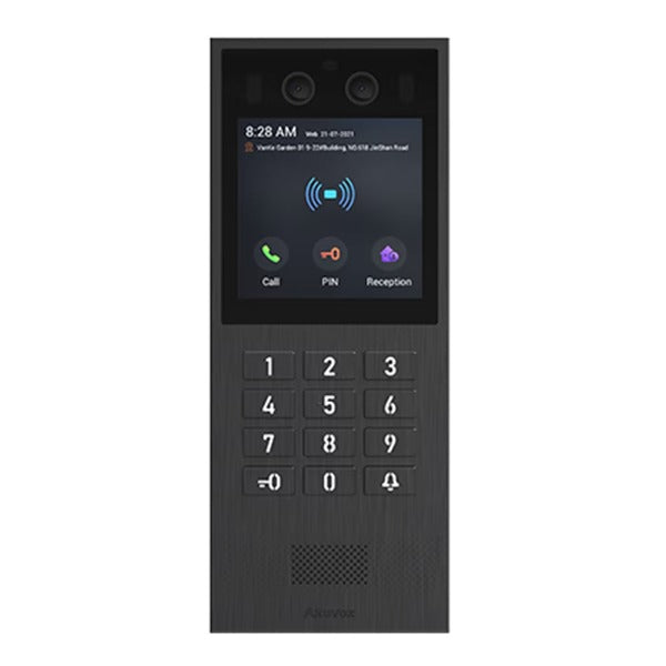 Akuvox IP Vandal Resistant External Station With Keypad, 4" Touch Screen, MiFare / NFC / QR Code Reader, Facial Recognition, Mobile App, 2MP, Stainless Steel Panel, IP65, IK08, POE / 12VDC, Surface Mount (Flush Mount: X912S-FLM / Surface Mount Rain Cove