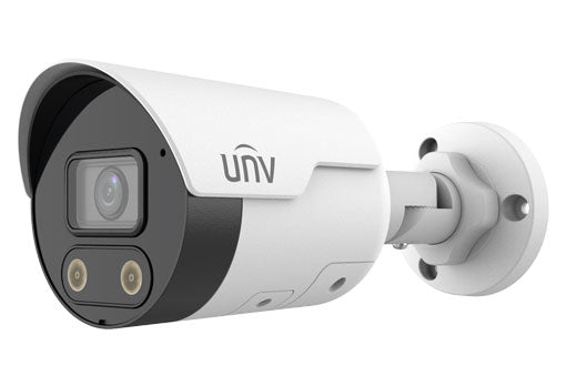 Uniview 8MP IP Prime Deep Learning AI Series IR Tri-Guard Mini Bullet Camera, Perimeter, Low Light, 2.8mm Lens, 120dB WDR, 30m IR, Triple Streams, MicroSD, POE or 12VDC, Built-in Mic / Speaker / White Alarm Lights, IP67 (Junction Box: TR-JB05-B-IN)