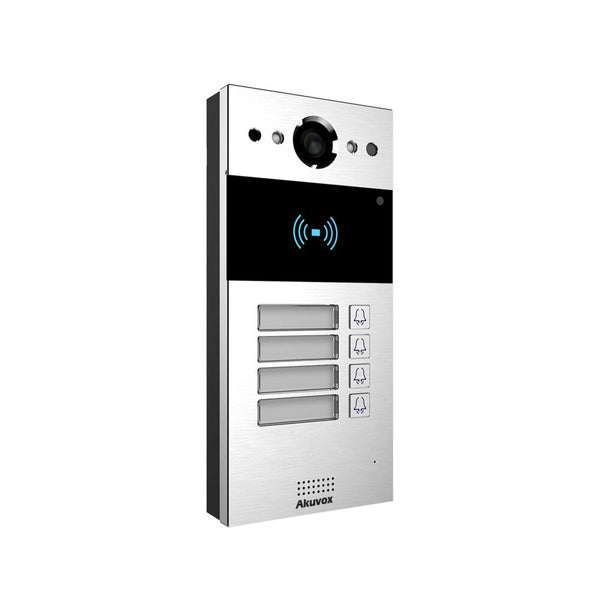 Akuvox IP 4-Button External Station With MiFare Reader, Mobile App, 2MP, Aluminium Panel, IP65, POE / 12VDC, Surface Mount (Flush Mount: R20K-FLM / Surface Mount Raincover: R20K-SRC)