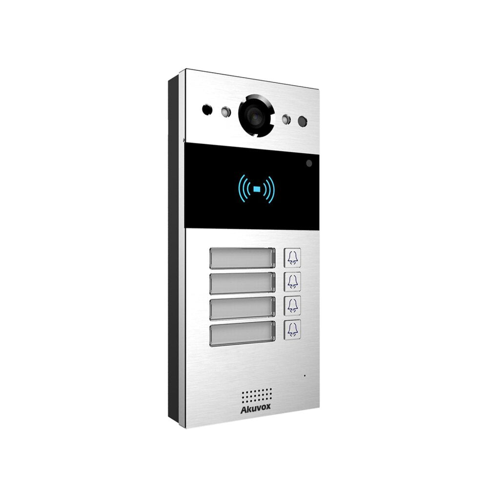 Akuvox IP 4-Button External Station With MiFare Reader, Mobile App, 2MP, Aluminium Panel, IP65, POE / 12VDC, Surface Mount (Flush Mount: R20K-FLM / Surface Mount Raincover: R20K-SRC)