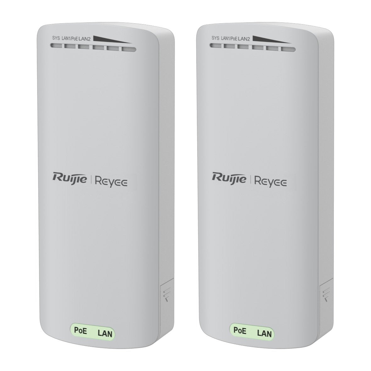 Ruijie Reyee External Wireless Bridge Kit, 100Mbps, 2.4GHz, 2 x 24VDC POE Injectors / 12VDC Input, IP55 (Up To 500M Range)