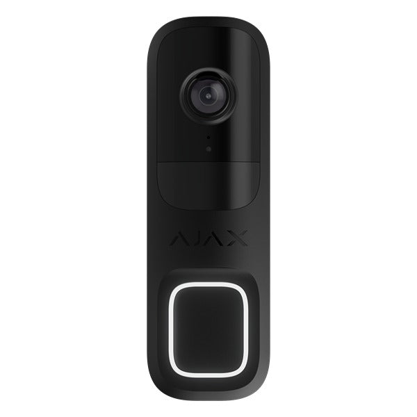 Ajax 4MP **BLACK** WiFi Video Doorbell With AI Object Recognition, 6m IR, 155° View Angle, 12-24VDC Or 16-24VAC, 2.4GHz WiFi Connectivity, IP54, 145H × 47W × 34D mm