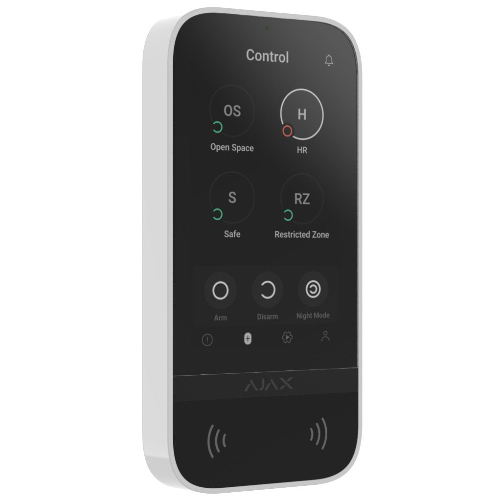 **SUPPLY DELAY (TBC)** Ajax KeyPad TouchScreen WHITE - 2 Way Wireless 5" Touch Screen Keypad with Proximity Reader