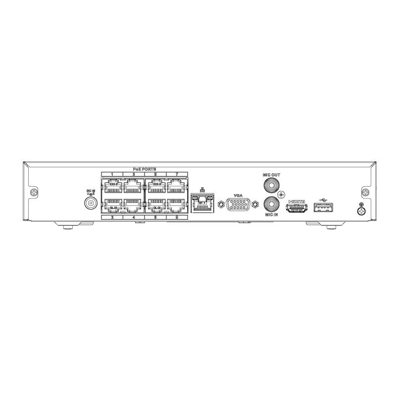 Watchguard* 8Ch Compact Series NVR, 80MB, 1 x HDMI / VGA, 1 x HDD, 1 x 100MB NIC, 8 x POE **NO HDD INSTALLED**