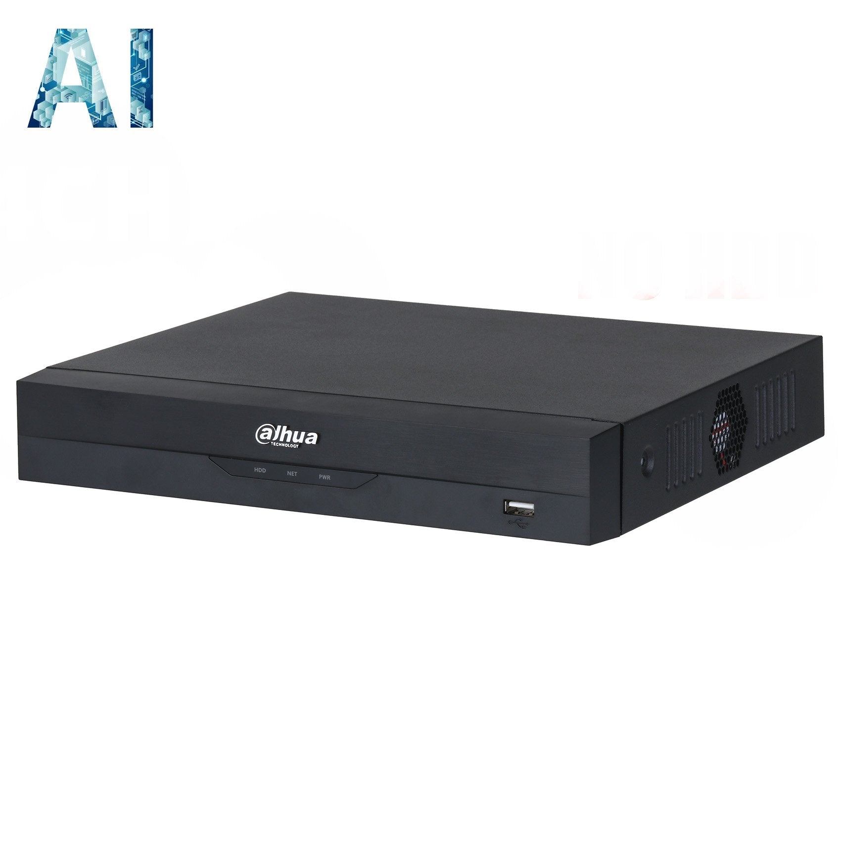 Dahua 4 Channel WizSense AI Series NVR, 80MB, 1 x HDMI / 1 x VGA, 1 x 100MB NIC, 4 x POE, 1RU, 1 x HDD **NO HDD INSTALLED**