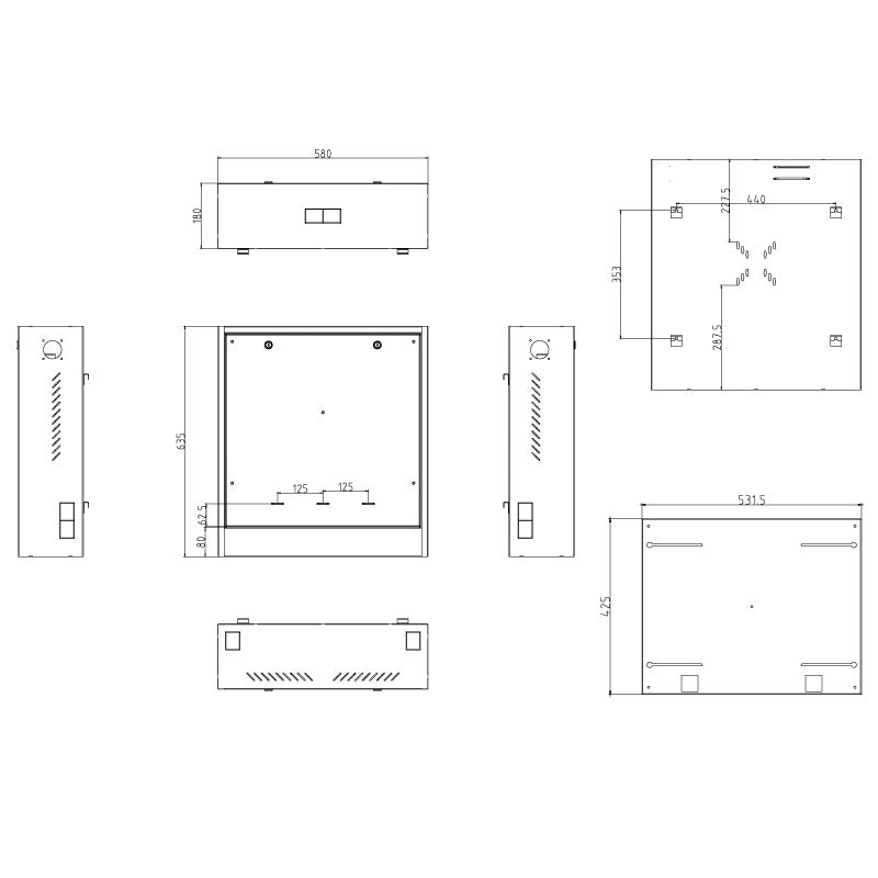 VIP Vision Vertical Wall Mount Security Cabinet 2RU Horizontal With Integrated 4 Output Powerboard & 2 x Cabinet Locks - Fits Up To 4HDD NVR & 24" Monitor ***Requires M4 Screws To Mount Monitor***