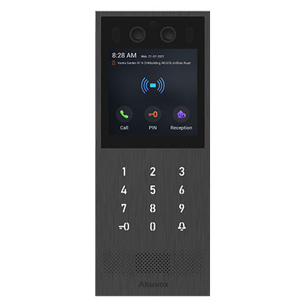 Akuvox IP Vandal Resistant External Station With Touch Keypad, 4" Touch Screen, MiFare / NFC / QR Code Reader, Facial Recognition, Mobile App, 2MP, Stainless Steel Panel, IP65, IK10, POE / 12VDC, Surface Mount (Flush Mount: X912S-FLM / Surface Mount Rai