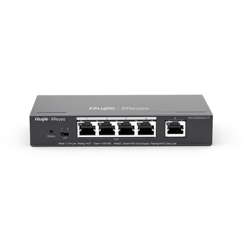 Ruijie Reyee 5-Port Gigabit Cloud Managed POE Switch, 4 x POE+, 54W, Desktop / Wall Mount