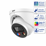 VIP 6MP IP Pro Series Full Colour Active Deterrence TiOC 3.0 Eyeball Camera, SMD 4.0, AcuPick Ready, Quick Pick, AI SSA, Perimeter, Starlight, 2.8mm, 120dB WDR, 30m IR / White Light, POE / 12VDC, IP67, MicroSD, Built-in Dual Mics / Speaker, Red / Blue L