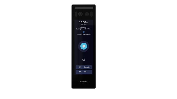 Akuvox Standalone Mullion Intercom, 2MP HDR, Face Recognition, Keypad Combo, Access Control, 2 Relays & 4 Inputs, Wave To Unlock BLE, 13.56MHz / 125kHz Reader & NFC, QR Codes, 4" Touch Screen, Wiegand, RS485, Tamper Alarm, IP65, POE / 12VDC, Surface Mount