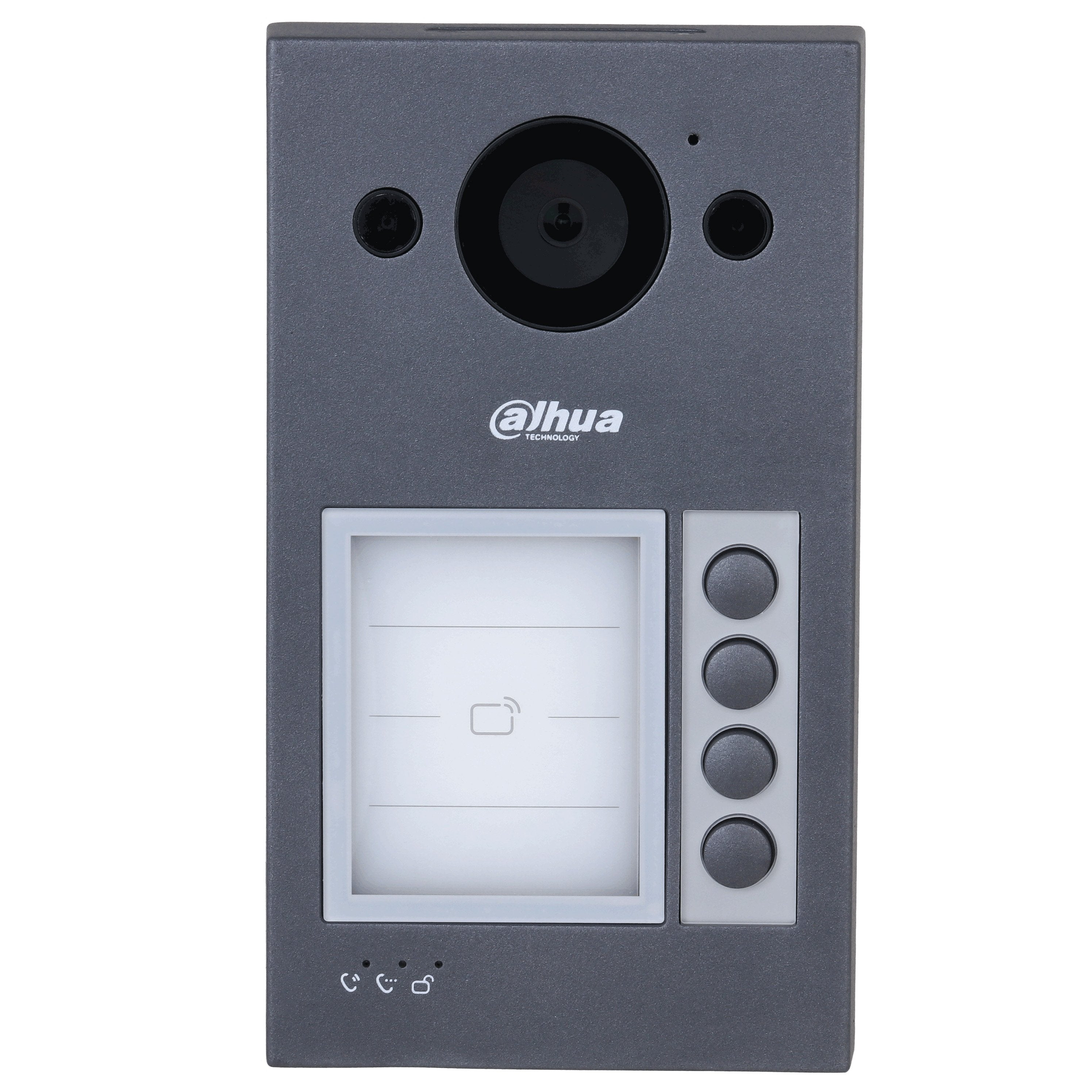 Dahua IP WiFI Villa 4-Button External Station, 2MP, With MiFare Reader, Mobile App, IK08, IP65, POE / 12VDC, Surface Mount, Video & Audio Messaging, Aluminium Panel