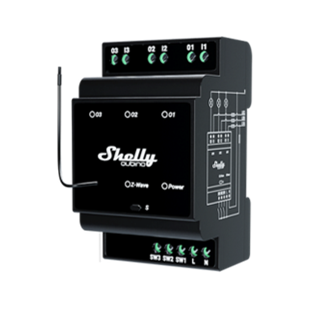 Shelly Wave Pro 3 Smart Relay, DIN Rail Mounted