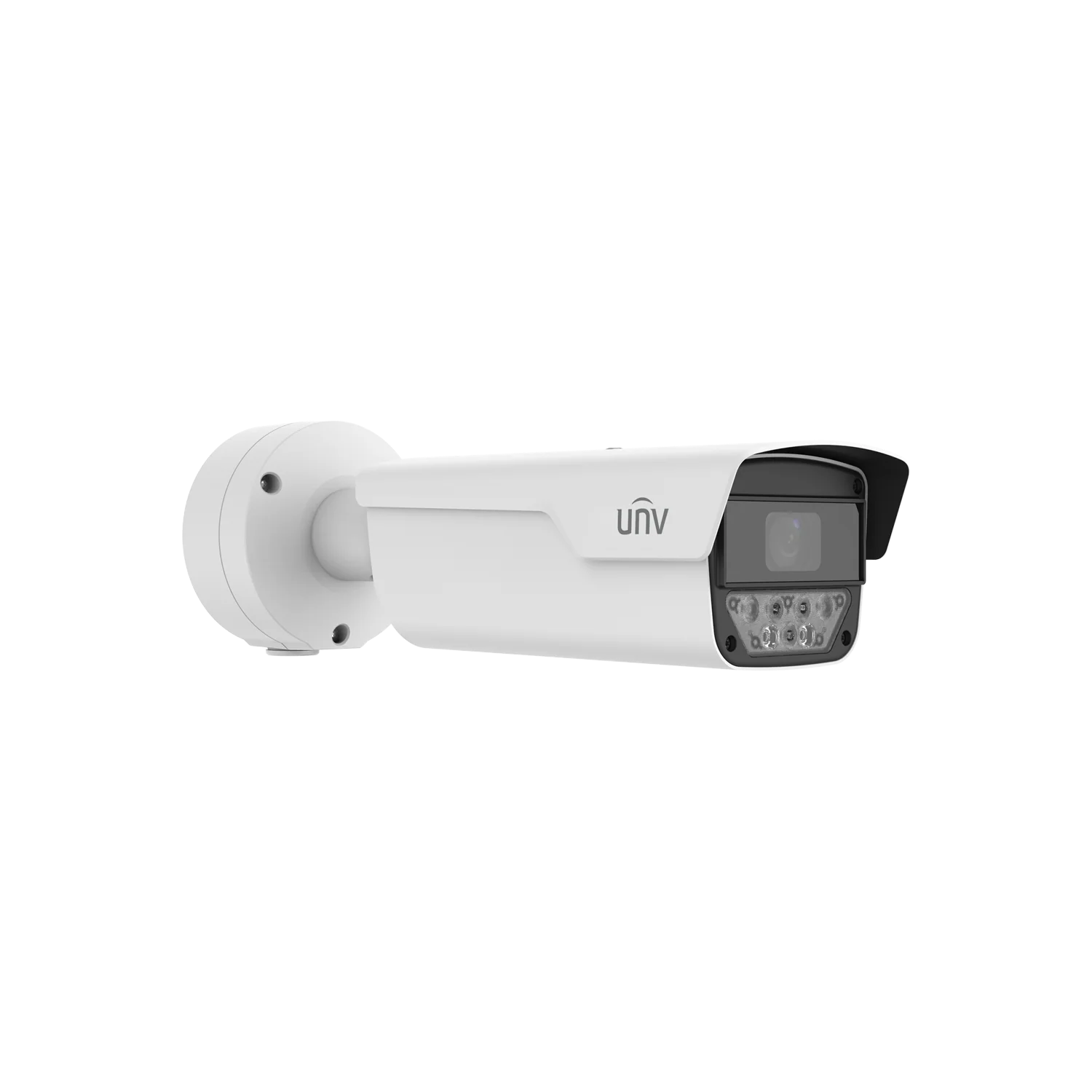 Uniview 4MP LPR Bullet, 1/1.8″ CMOS, 2.8–12 mm Motorised Lens, 4 IR LEDs (50 m Illumination), 60 fps, Vehicle & Plate Recognition (≤ 30 km/h Entrances/Exits, ≤ 80 km/h Roads), WDR, Wise‑ISP, PoE (802.3at), ANR, MicroSD, Dual Relays & Inputs, IP67, IK10