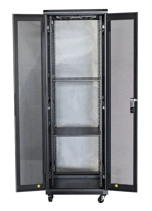 Certech 37RU 600 (W) x 1000 (D) Premier Series Server Rack With 2 x Fixed Shelves, 4 x Fans, 1 x 6 Outlet Horizontal PDU, 25 x Cage Nuts, 4 x Castor Wheels & 4 x Levelling Feet