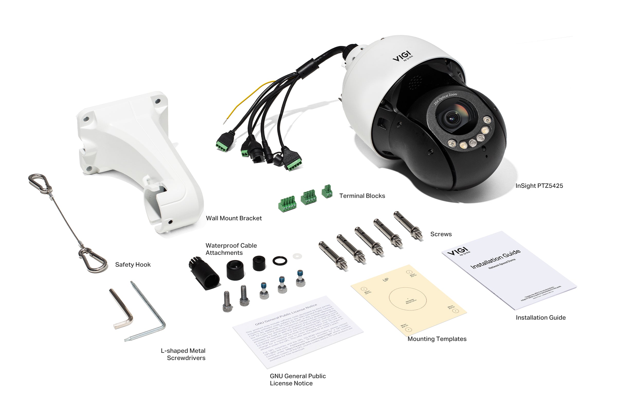 VIGI By TP-Link 4MP Full-Color PTZ, 5.2-130mm, 50m Full-Color & 100m IR Night Vision, Human & Vehicle Detection, Auto Tracking, Two-Way Audio, Active Defense, Smart Detection, SmartVid,, Built-in Mic & Speaker, IP66, IK08 (Wall Mount: VJB-240, Junction