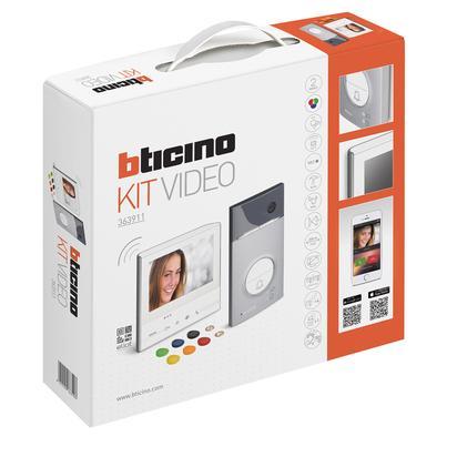 Bticino 2W Classe 300 Video Connected WiFi Handsfree Kit 7" With Inductive Loop, Touch Screen LCD Display And Video Door Entry Answering Machine (300X13E); Linea 3000 Pushbutton Panel With Zamak Front Cover, Wide Angle Colour Camera And Proximity Reader A