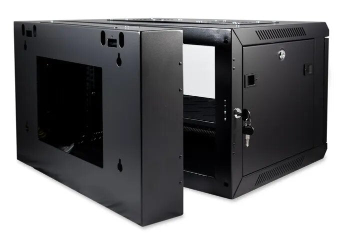 Certech 6RU 550mm Deep Swing Frame Cabinet With 1 x Fixed Shelf, 2 x Fans and 10 x Cage Nuts