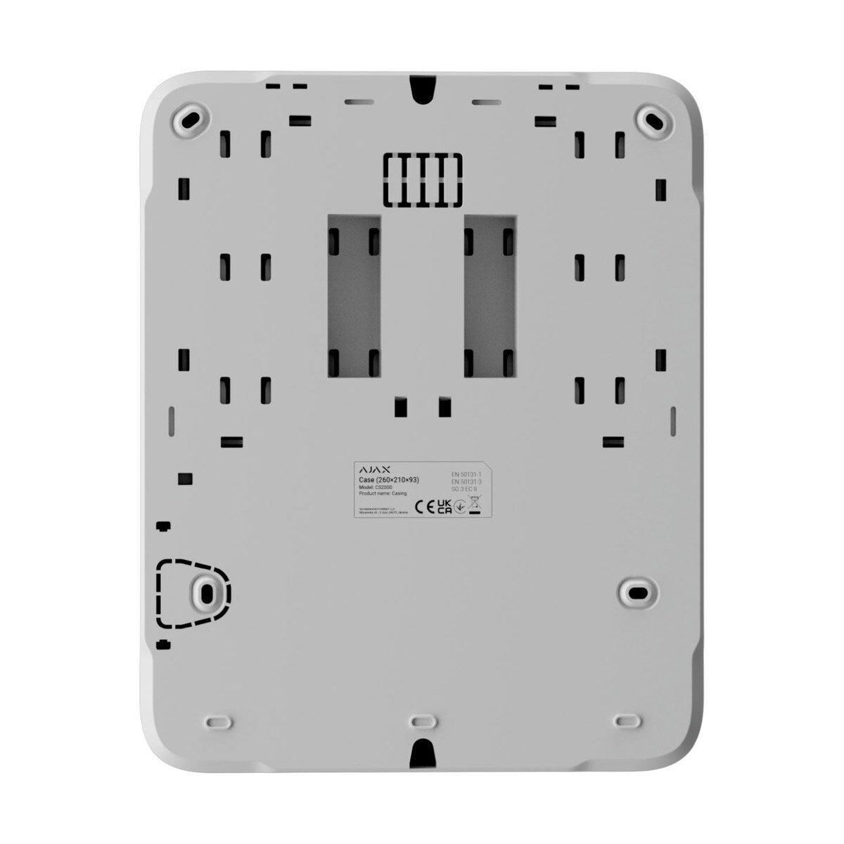 Ajax Case C (260) with dimensions of 260 × 195 × 93 mm has a slot for Superior LineSupply (45 W) Fibra or Superior LineSupply (75 W) Fibra with the 7 Ah battery