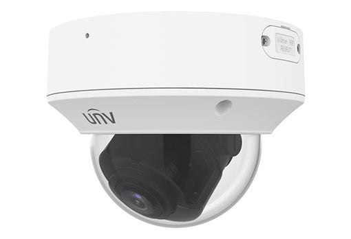 Uniview 5MP IP Prime Deep Learning AI Series IR Vandal Dome Camera, Perimeter, Face Detection, People Counting, LightHunter, 2.7-13.5mm, 120dB WDR, 50m IR, Triple Streams, Built-in Mic / Speaker, MicroSD, POE or 12VDC, IP67, IK10 (Wall Mount: TR-WM04-IN
