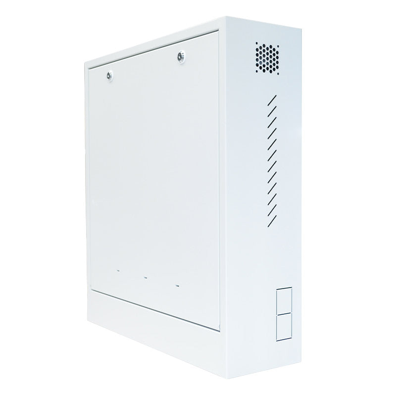 VIP Vision Vertical Wall Mount Security Cabinet 2RU Horizontal With Integrated 4 Output Powerboard & 2 x Cabinet Locks - Fits Up To 4HDD NVR & 24" Monitor ***Requires M4 Screws To Mount Monitor***