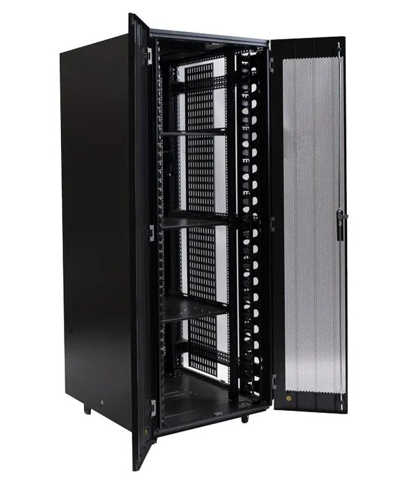Certech 45RU 800 (W) x 800 (D) Benchmark Series Server Rack With 3 x Fixed Shelves, 4 x Fans, 1 x 6 Outlet Horizontal PDU, 25 x Cage Nuts, 4 x Castor Wheels & 4 x Levelling Feet