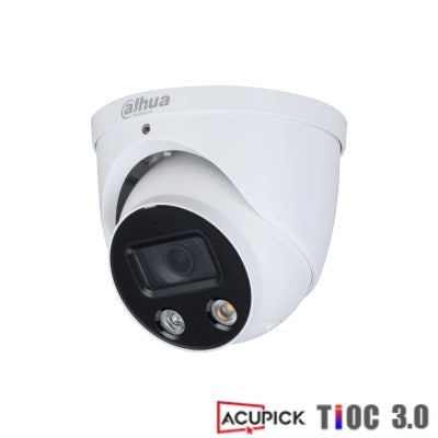 Dahua 8MP IP WizSense AI Series 2 Full Colour Active Deterrence TiOC 3.0 Eyeball Camera, SMD 4.0, AcuPick Ready, Quick Pick, AI SSA, Perimeter, Starlight, 2.8mm, 120dB WDR, 30m IR / White Light, POE / 12VDC, IP67, MicroSD, Built-in Mic / Speaker, Red /